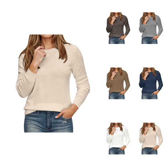 Casual Pullover Sweater for Women – Long Sleeve Lightweight Crewneck Soft Basic Knit Loose Fit Top, Stylish Everyday Wear 2025 Fall Trend