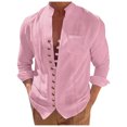 thumbnail image 1 of Casual Pullover for Mens Long Sleeve Solid Button Down Mens Athletic Tops,Red,3XL, 1 of 5
