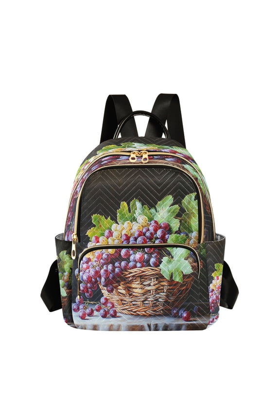 Casual Purple Grapes Painting Backpack for School,College and Travel, Water Resistant Bookbag,