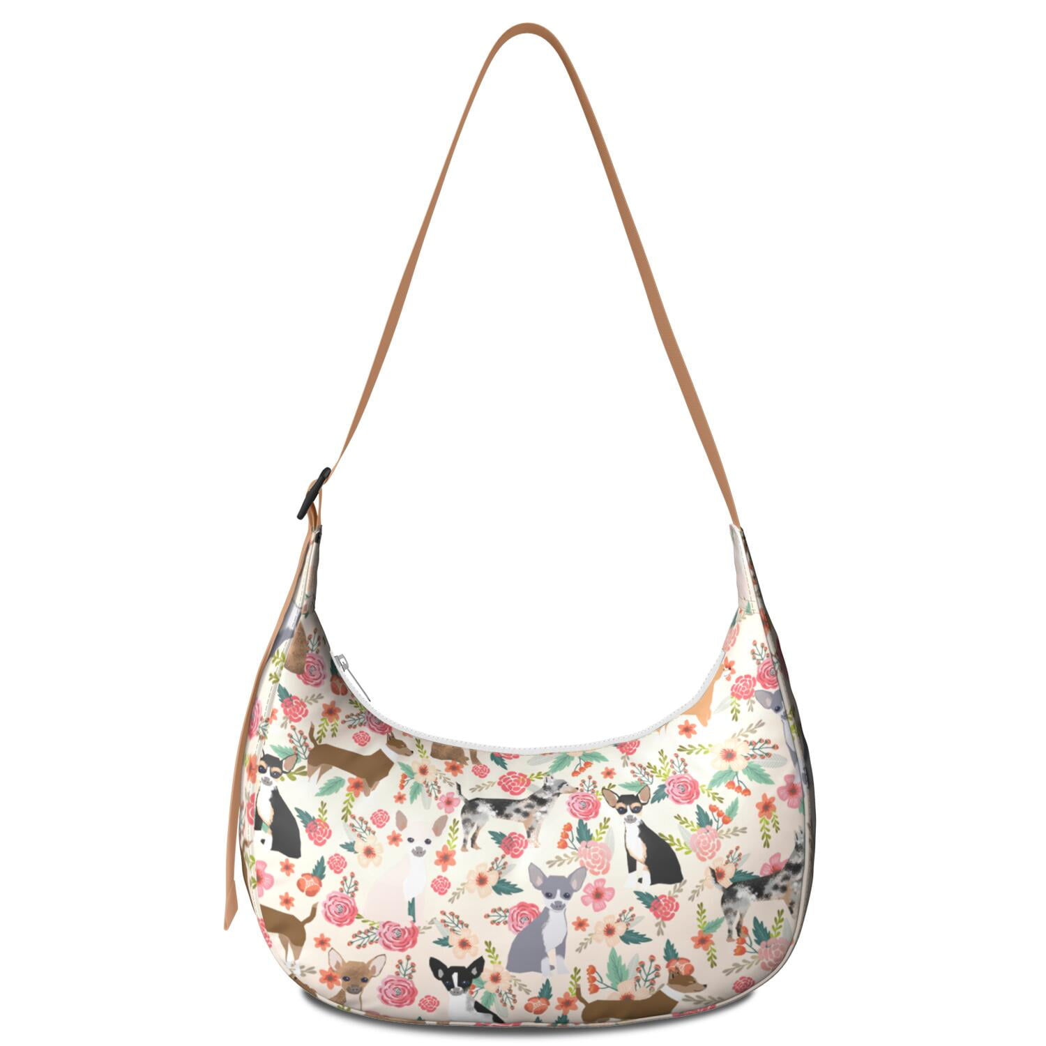 Casual Purse for Women – Adjustable Strap, Smooth Zipper & Reinforced Stitching, Cute puppy pattern, Bone, Artistic dog print, Vintage Style Lightweight Bag
