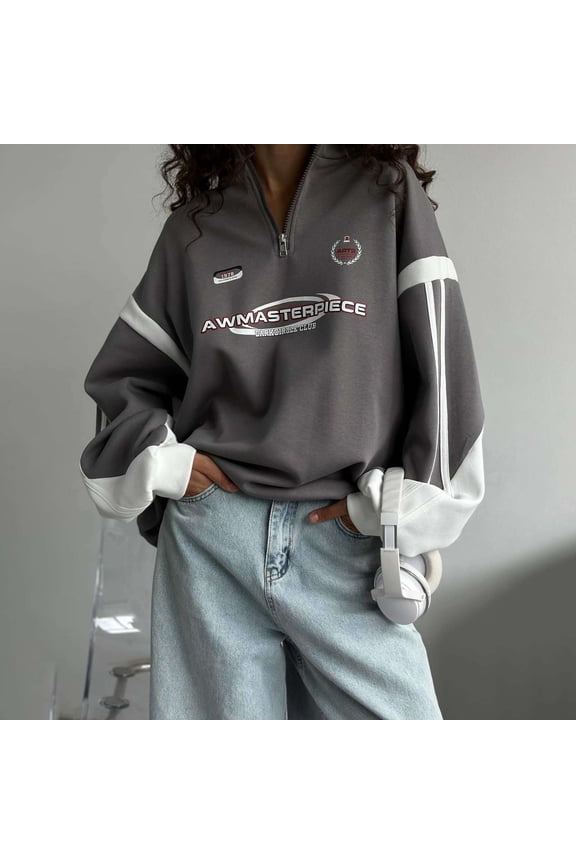 Casual Quarter-Zip Sports Pullover (S, Grey)