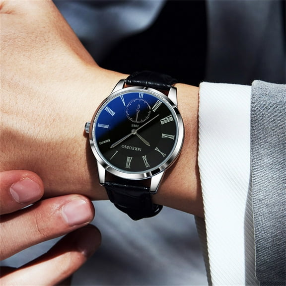 Casual Quartz Watch Blue Light Glass Ater Dial Design Leather Strap Leisure Style Bracelet Watch Anti-Scratch Dial Men Women Mother's Day Birthday Anniversary Gifts for Mom Of The Day