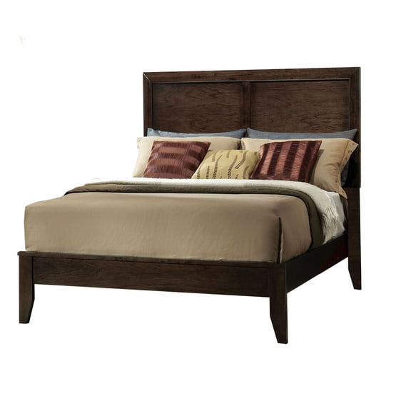 Casual Queen Panel Bed With Rectangular Wooden Headboard And Box Spring Requirement Raised Trim A Sleek Profile