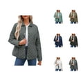 thumbnail image 1 of Casual Quilted Jacket for Women 2025 Long Sleeve Snap Button Lapel Winter Jacket Coat with Pockets Outerwear, 1 of 7