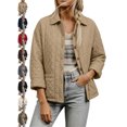 thumbnail image 1 of Casual Quilted Jacket for Women Collared Button Front Loose Fit Spring Fall Jacket, 1 of 9