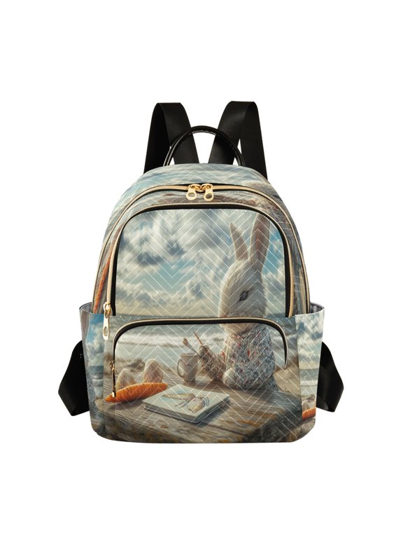 Casual Rabbit Painting by The Seaside Backpack for School,College and Travel, Water Resistant Bookbag,