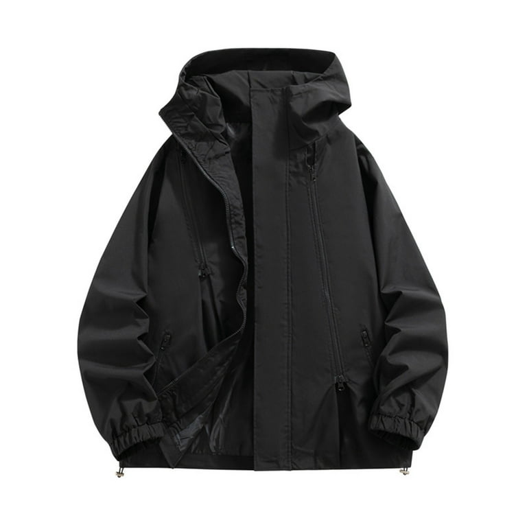 Casual Rain Coats for Men Big Tall M-5XL Waterproof Zip-Up
