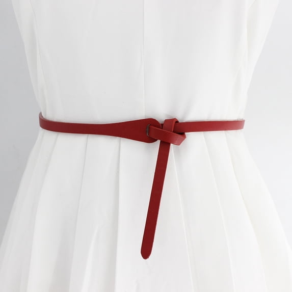 Casual Retro Belt for Women Solid Color Tie Decorative Knot Belt Removable Buckle Belt Adjustable Length Belt Detachable Slimming Leather Belt Thin Belt Women's Belt Vintage Belt