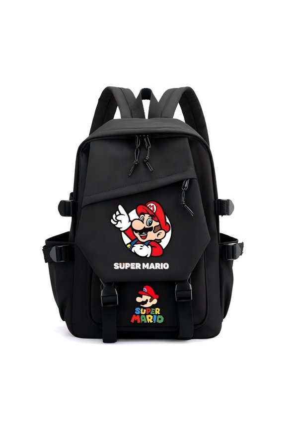 Casual Retro Gaming Canvas Backpack - Classic Plumber Aesthetic Daypack with Multiple Compartments, Adjustable Straps & Utility Buckle Design - Ideal for College, Travel, Commute