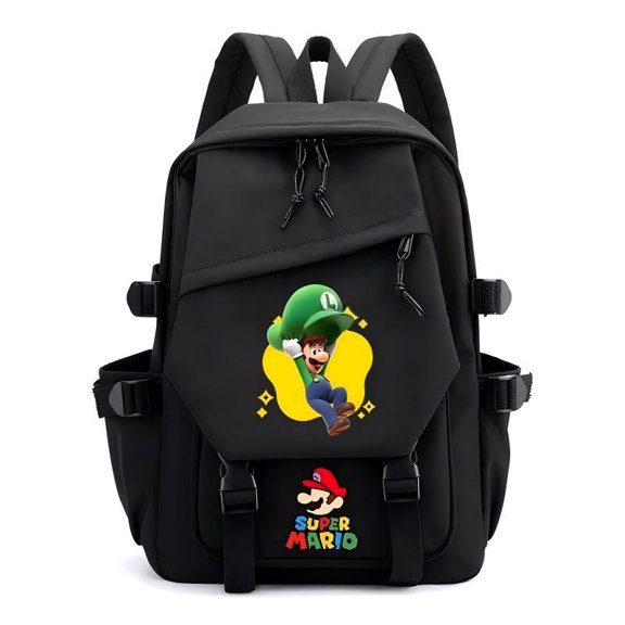 Casual Retro Gaming Canvas Backpack - Classic Plumber Aesthetic Daypack with Multiple Compartments, Adjustable Straps & Utility Buckle Design - Ideal for College, Travel, Commute