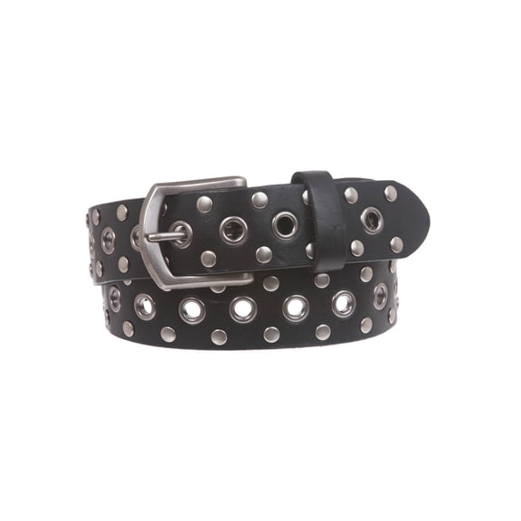 Casual Riveted Studded Grommets & Studs Solid Leather Belt