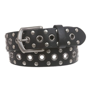 Casual Riveted Studded Grommets & Studs Solid Leather Belt
