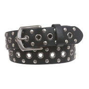 Casual Riveted Studded Grommets & Studs Solid Leather Belt