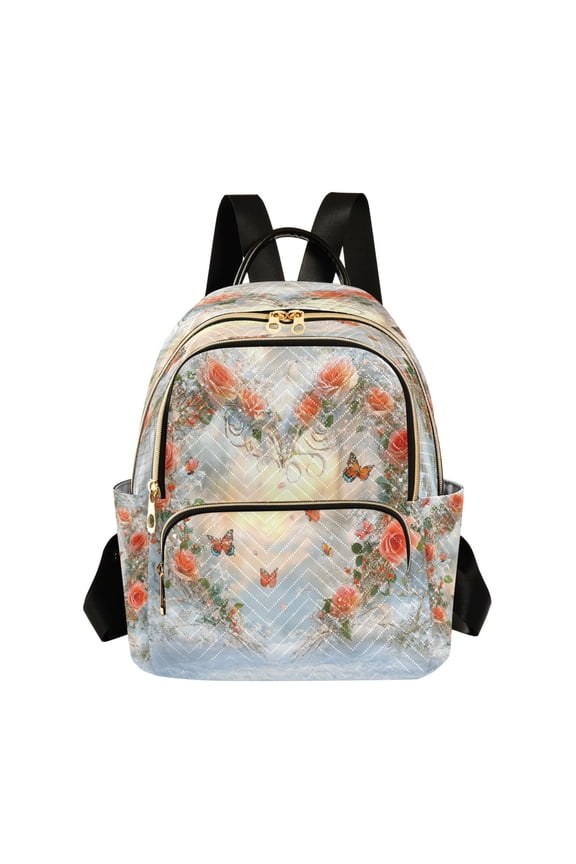 Casual Roses Heart Backpack for School,College and Travel, Water Resistant Bookbag,
