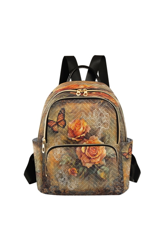 Casual Roses and Butterflies in Frame Backpack for School,College and Travel, Water Resistant Bookbag,