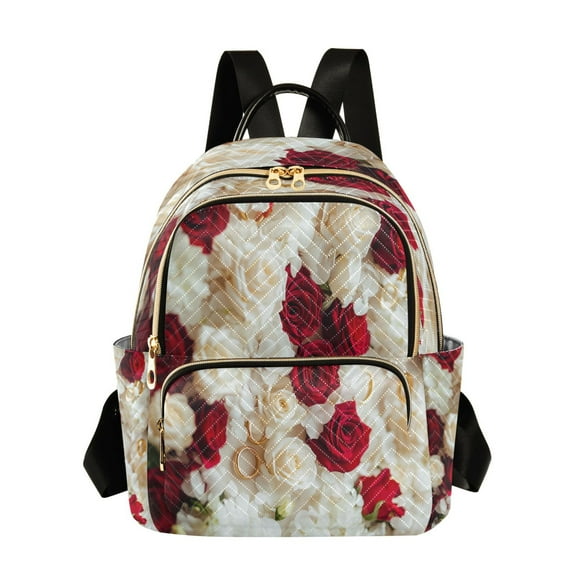 Casual Roses and Gold Rings Backpack for School,College and Travel, Water Resistant Bookbag,