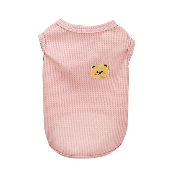 Casual Round Neck Pet T-shirt - Cute Solid Color Dog Cat Vest with Bear Pattern - Perfect for Spring