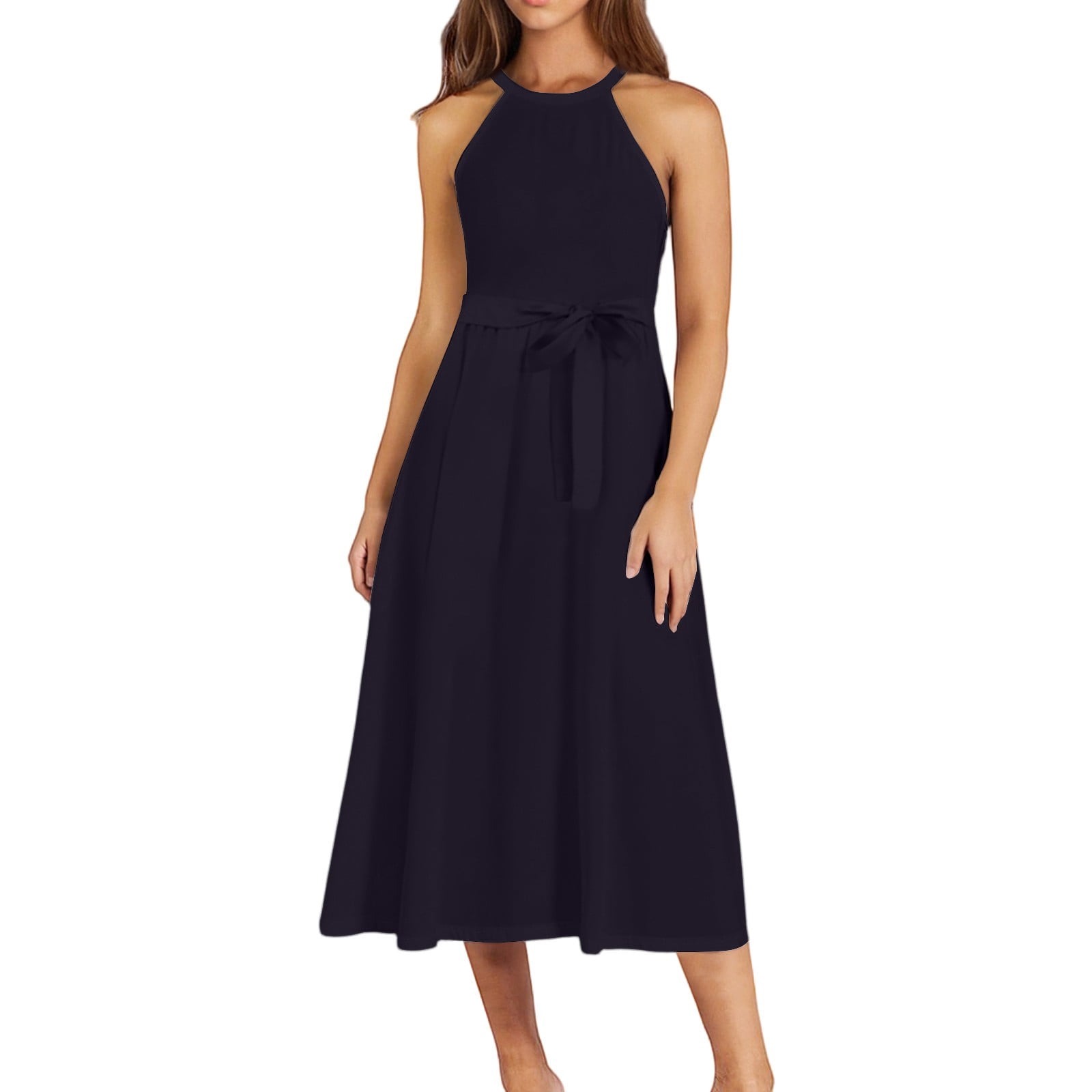 Casual Round Neck Sleeveless Mini Dress