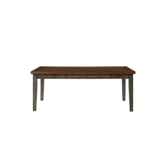 Casual Rustic 6 Dining Table With Two-tone Hue, Solid Wood + , Gray, 76.8 In D, 40.91 W, 31.14 H, Stable Construction 6 Drawer Style, Design, 78in Depth, 42in Width, 30.5in Height, Strong