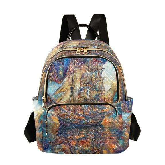 Casual Sailing Ship Backpack for School,College and Travel, Water Resistant Bookbag,