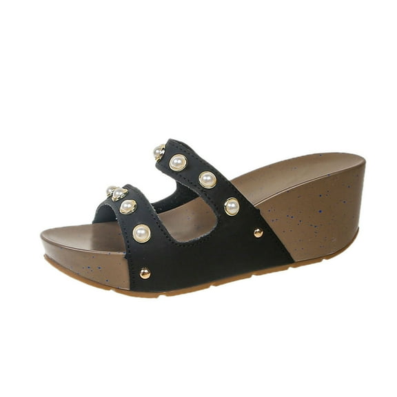 Casual Sandal Non Slip Sole Casual And Comfortable Women's Korean Thick Soled Height Increasing Pearl Slippers For Women