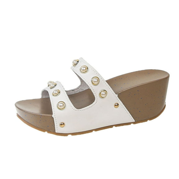 Casual Sandal Non Slip Sole Casual And Comfortable Women's Korean Thick Soled Height Increasing Pearl Slippers For Women