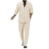 Casual Sets for Men 2 Piece Outfits Button Up Shirt and Pants Summer Trendy Workout Business Suits