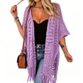 thumbnail image 1 of Casual Sheer Knit Beach Cover Up For With Fringed Design Lightweight Swimwear Sarong For Outdoor Holidays And Sun, 1 of 4