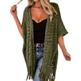 thumbnail image 1 of Casual Sheer Knit Beach Cover Up For With Fringed Design Lightweight Swimwear Sarong For Outdoor Holidays And Sun, 1 of 5