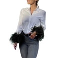 thumbnail image 1 of Casual Shirt for Women Fashion Solid Turndown Feather Long Sleeves Button Loose Womens Sprimg Clothing,Black,L, 1 of 6