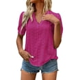 thumbnail image 1 of Casual Shirt for Women Short Sleeve V Neck Graphic Print Comfort Womens Golf Shirt,Hot Pink,XL, 1 of 7