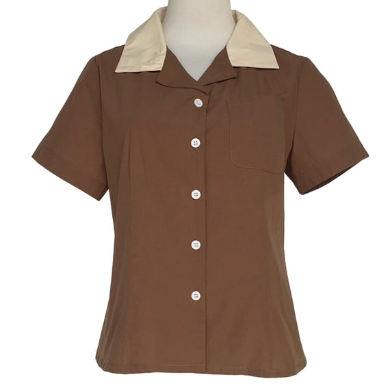 Casual Shirts Slim Fit Short Sleeveles Buttons Vintage Women Blouse