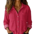 thumbnail image 1 of Casual Shirts for Women Long Sleeve Button Down Blouses Fall 2026 Solid Color Trendy Tops Womens Button Down Shirts Long Sleeve Cotton Gauze Tops Casual Collared Blouses Loose Fit, 1 of 7