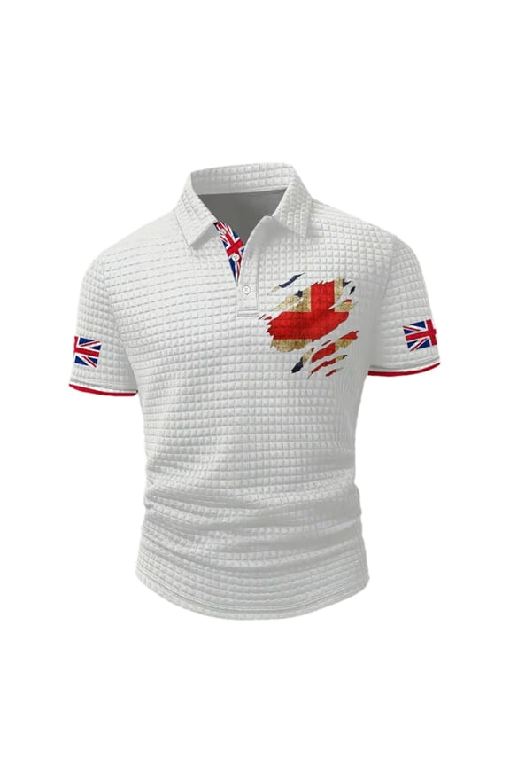 Casual Shirts for Mens British Print Classic Fit Short Sleeve Knit Leisure Mens Undershirts,White,M