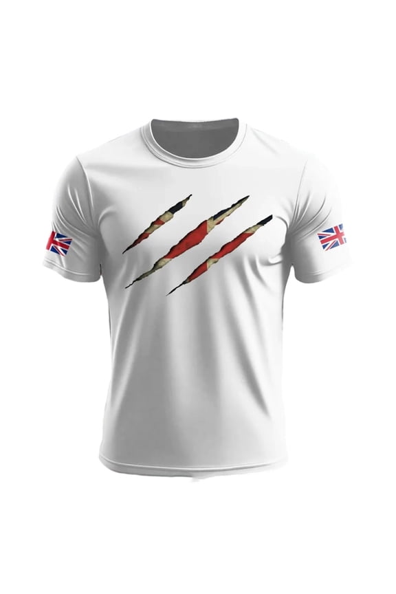 Casual Shirts for Mens British Print Patriotic Jack Design Short Sleeve Blend Mens Athletic Tops,White,2XL