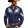 thumbnail image 1 of Casual Shirts for Mens Long Sleeve Denim Western Style Button Comfort Modern Summer Tops,Navy,XL, 1 of 3