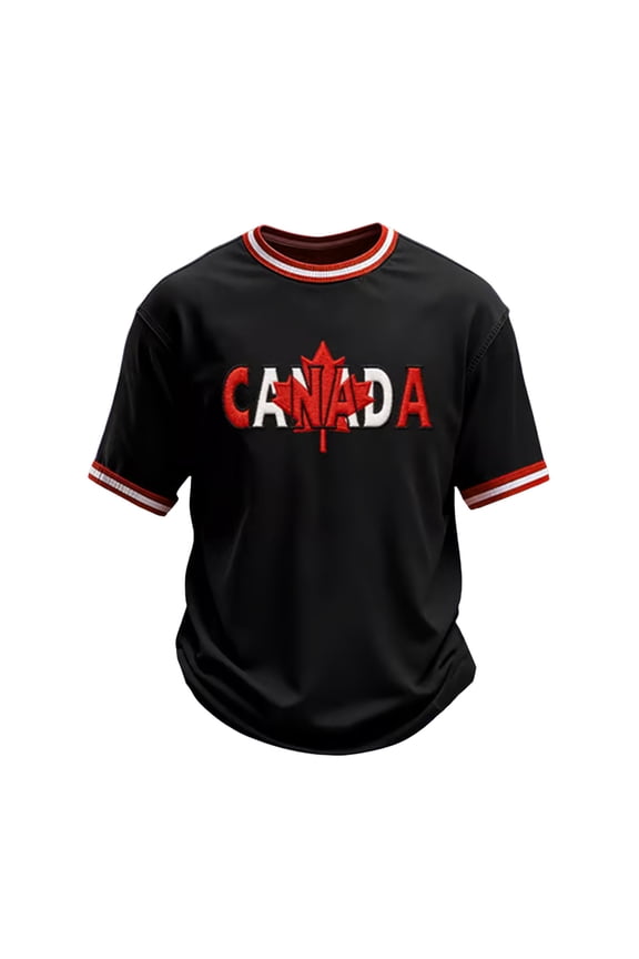 Casual Shirts for Mens Print Short Sleeve Crew Neck Mens New Clothing,Black,L