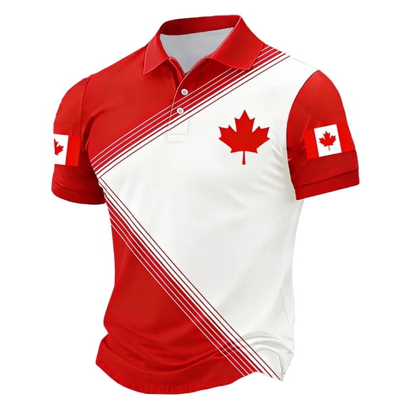 Casual Shirts for Mens Short Sleeve Maple Leaf Printed Mens Clothing,White,XL