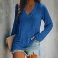 thumbnail image 1 of Casual Shirts for Women Comfy V Neck Long Sleeve Tee Shirts T-Shirts Tshirts Blouses Comfy Relaxed Fit Blouses Tops Sky Blue S, 1 of 4