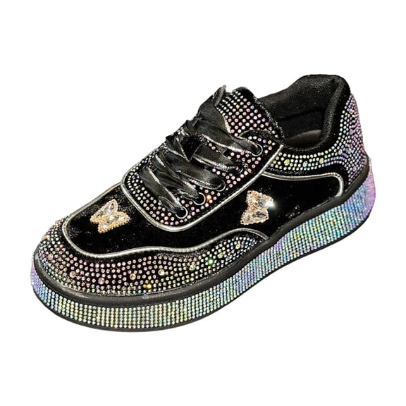 Casual Shoes With Round Toe Platform Heel Shiny Finish Fashionable Everyday Sneakers For Everyday Wear