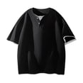 thumbnail image 1 of Casual Short Sleeve Button down Shirts for Men V Neck Tshirts Shirts for Men Summer Tops Y2k Mens Shirts Graphic Tees Get it Fast, 1 of 5