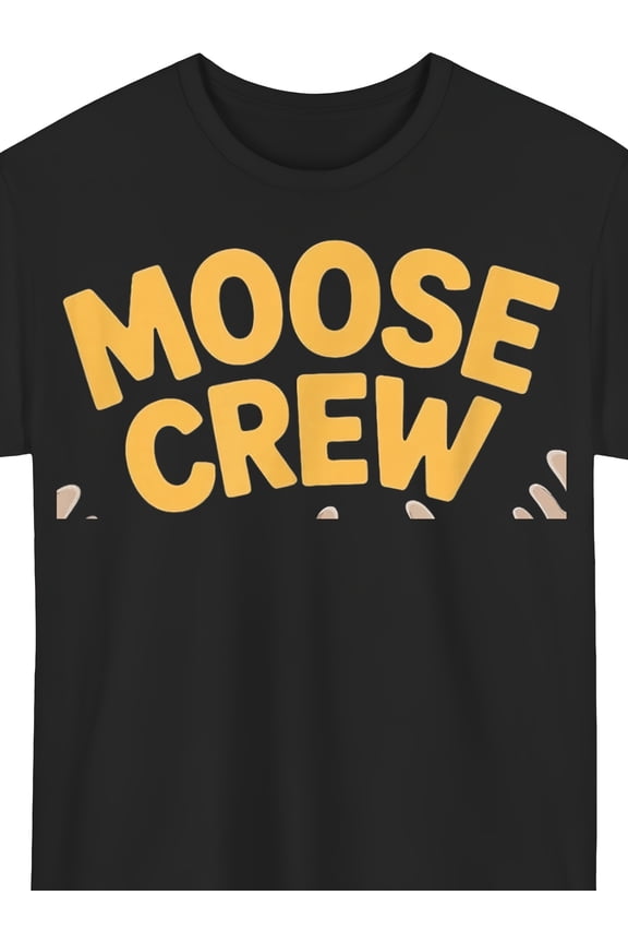 Casual Short-Sleeve Graphic Tee Featuring a Moose Crew Print, Suitable for Both Men And Women. These Humorous Shirts Are Made from 100%, Weighing 220G, Ensuring a Soft And Comfortable Fit