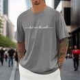 thumbnail image 1 of Casual Short Sleeve T Shirt with Minimalist Letter Print Comfortable Blend Tee for Everyday Wear Men's T Shirt T Shirts Men Graphic Tie Mens T Shirts Soft T, 1 of 4