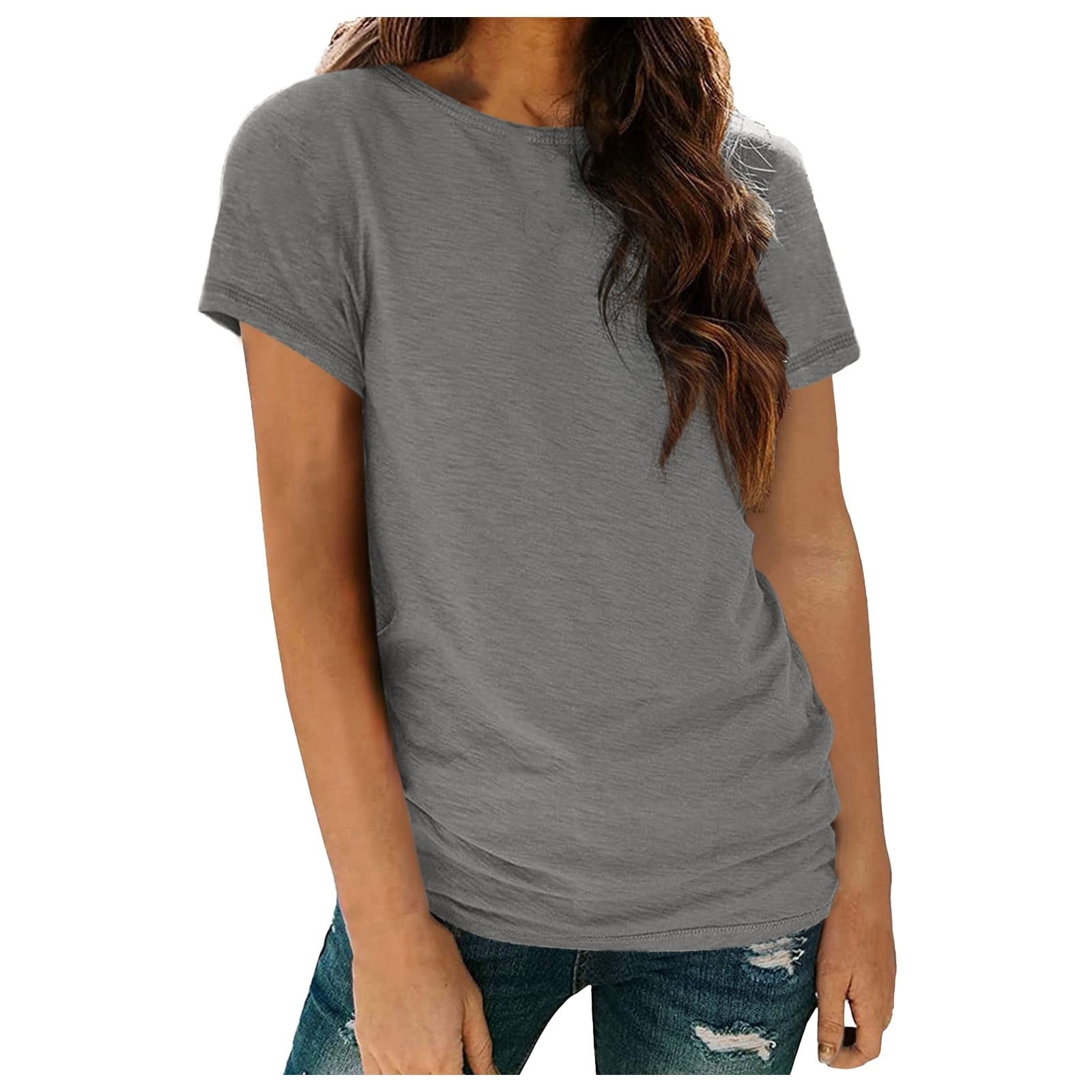 Casual Short Sleeve T Shirt V Neck Loose Fit Lightweight Breathable ...