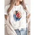 Casual Short-Sleeved Round Neck TShirt Bold Nail Polish Cartoon Pattern ...