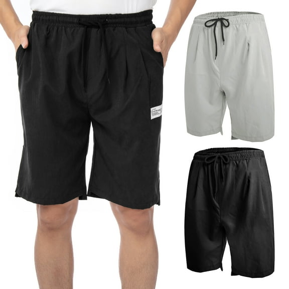 Casual Shorts Classic Solid Fit Drawstring Shorts Summer Beach Shorts with Elastic Waist and Pockets for Men