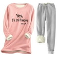 thumbnail image 1 of Casual Shorts Sets Women 2 Piece Outfits Plus Size Womens Two Piece Outfits Fall Pants Women's Solid Round Neck With Thickened Insulation Long Sleeved Top And Pocket Thickened Pants Set, 1 of 2