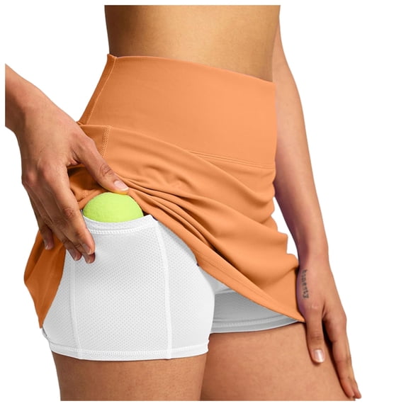 Casual Shorts for Women, Active Shorts for Women,Women's Athletic Skort High Waisted Tennis Skirt Double Layered Pleats Workout Shorts Summer Casual Sports Wear with Pockets