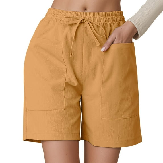 Casual Shorts for Women, Shorts for Women Plus Size,Women's Beach Shorts Casual High Waist with Elastic Waistband and Pockets Comfortable Loose Fit Summer for Women