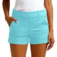 thumbnail image 1 of Casual Shorts For Women Summer Solid Pocket Hiking Vacation Lounge Daily Casual Weekend Beach Wear Modern Casual Wardrobe Simple Everyday Styling Blue L, 1 of 8